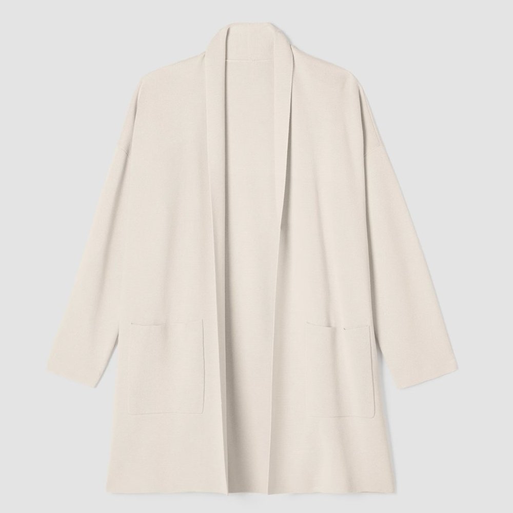 Silk and Cotton Interlock Cardigan - Bone